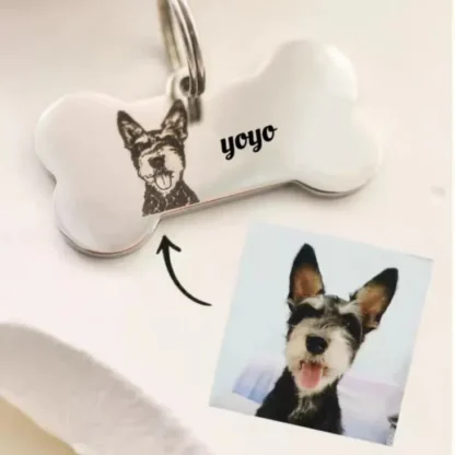 Custom Bone Shaped Dog Keychain with Pet Portrait - Image 5