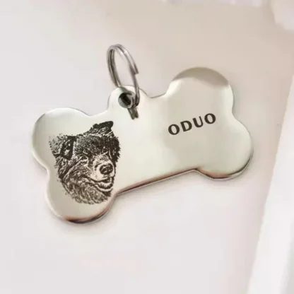 Custom Bone Shaped Dog Keychain with Pet Portrait - Image 4