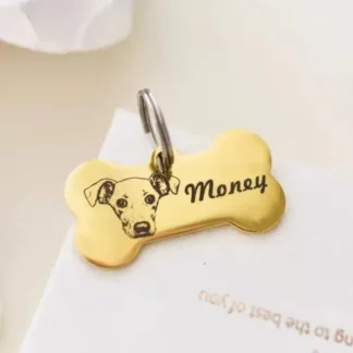 Custom Bone Shaped Dog Keychain with Pet Portrait