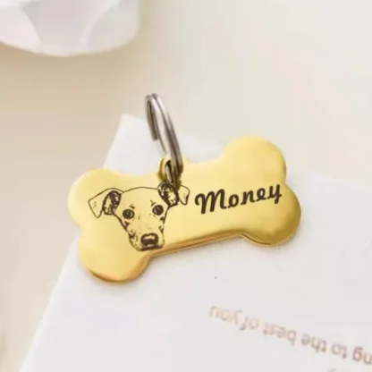 Custom Bone Shaped Dog Keychain with Pet Portrait