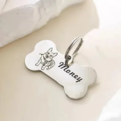 Custom Bone Shaped Dog Keychain with Pet Portrait - Image 6