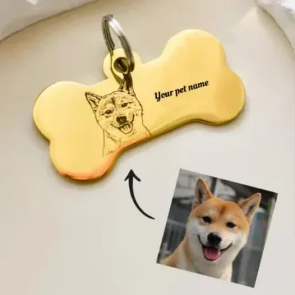 Custom Bone Shaped Dog Keychain with Pet Portrait - Image 3