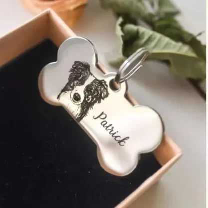 Custom Bone Shaped Dog Keychain with Pet Portrait - Image 7
