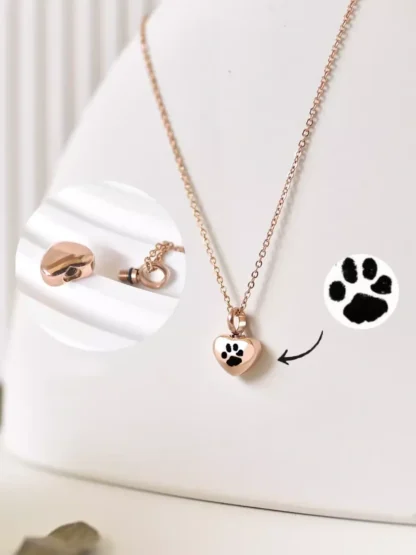 Custom Pawprint Heart Memorial Necklace