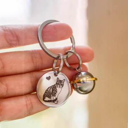 Custom Planet Pet Urn Keychain with Portrait Pendant - Image 7