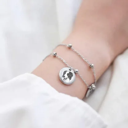 Custom Double Coin Pet Portrait Bracelet - Image 5