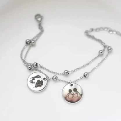 Custom Double Coin Pet Portrait Bracelet - Image 4
