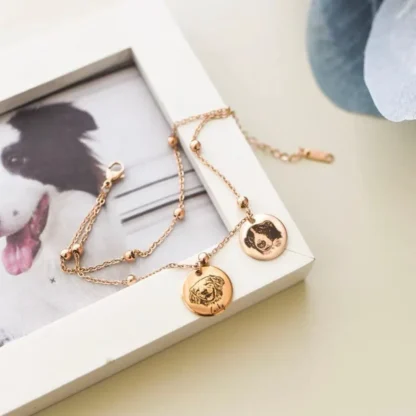Custom Double Coin Pet Portrait Bracelet - Image 3