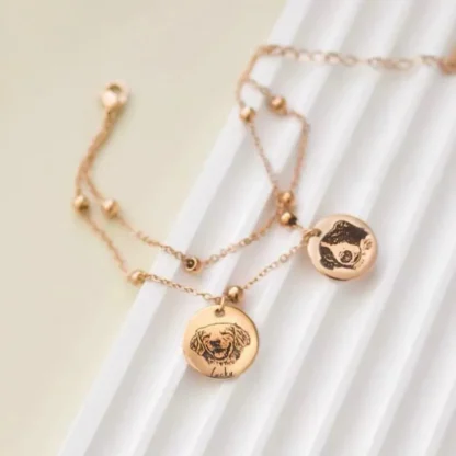 Custom Double Coin Pet Portrait Bracelet - Image 2