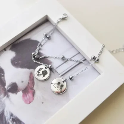 Custom Double Coin Pet Portrait Bracelet - Image 6
