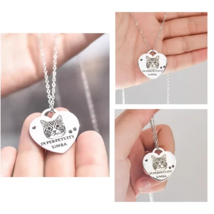 Personalized Heart-Shaped Pet Portrait Necklace - Image 7