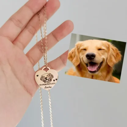 Personalized Heart-Shaped Pet Portrait Necklace - Image 5
