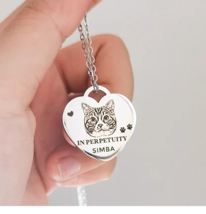Personalized Heart-Shaped Pet Portrait Necklace - Image 3