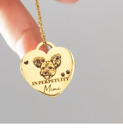 Personalized Heart-Shaped Pet Portrait Necklace - Image 9