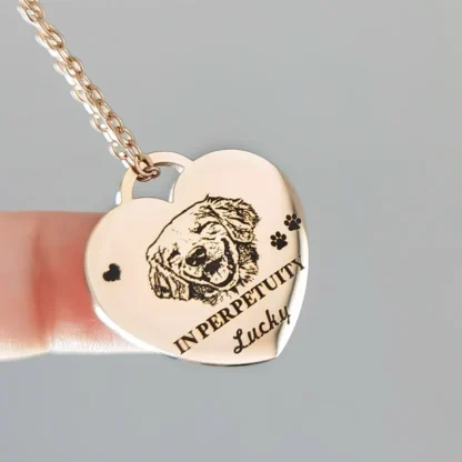 Personalized Heart-Shaped Pet Portrait Necklace - Image 2